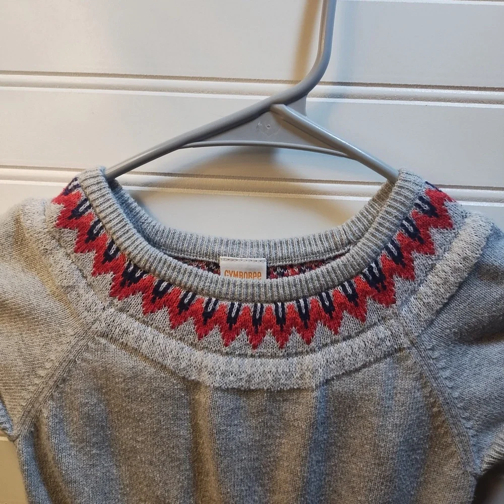 Gymboree Girls 3T Sweater Dress Knit Snowflake Fair Isle Holiday Winter Gray Red